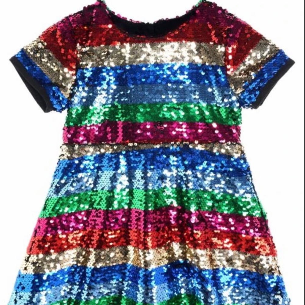 3T Doe A Dear S/S Striped Sequinned Dress